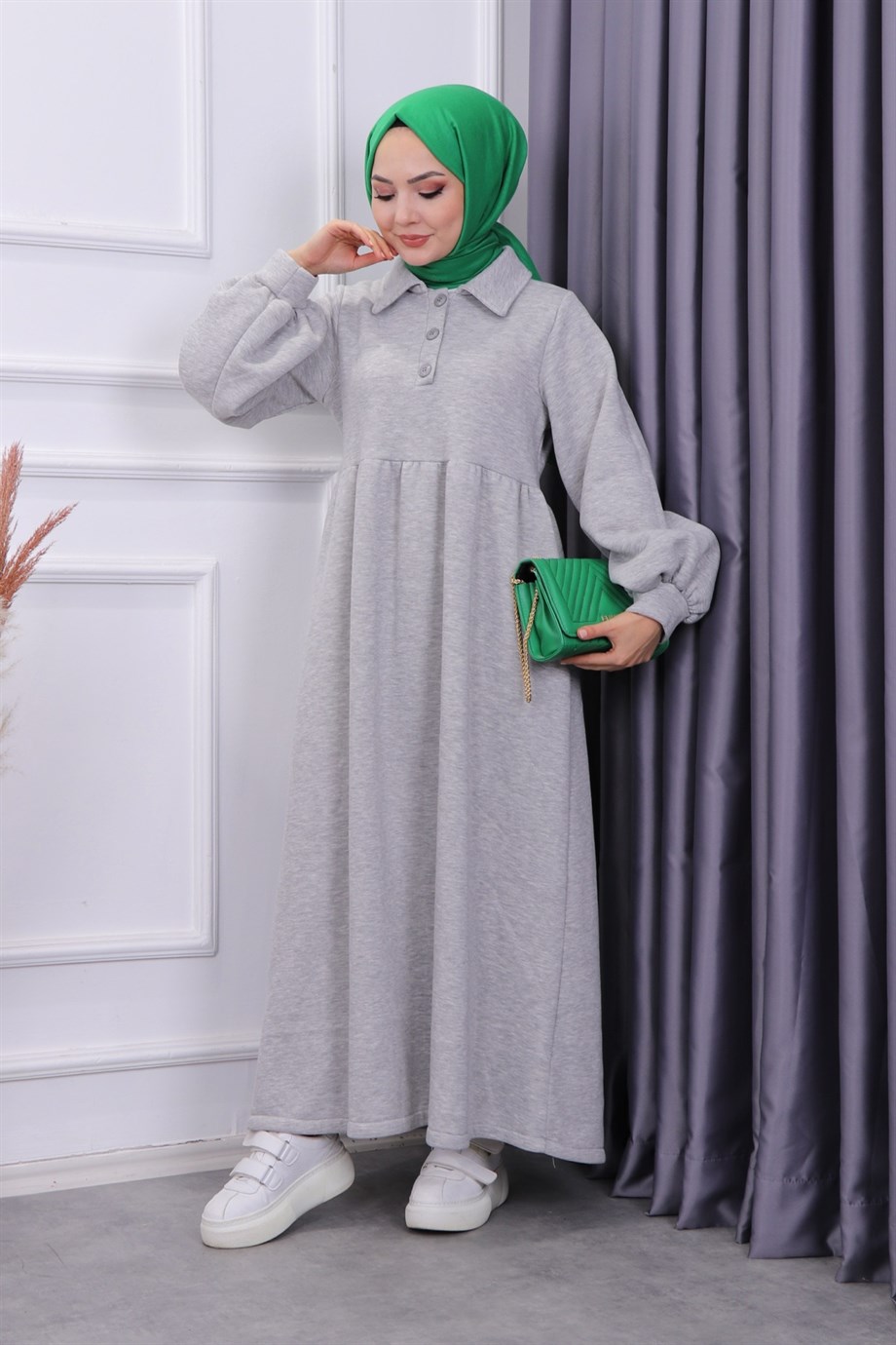 Sweat Elbise Gri