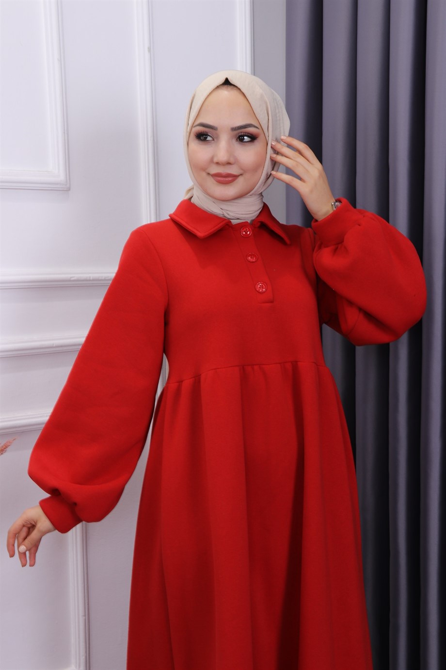 Sweat Elbise Kırmızı