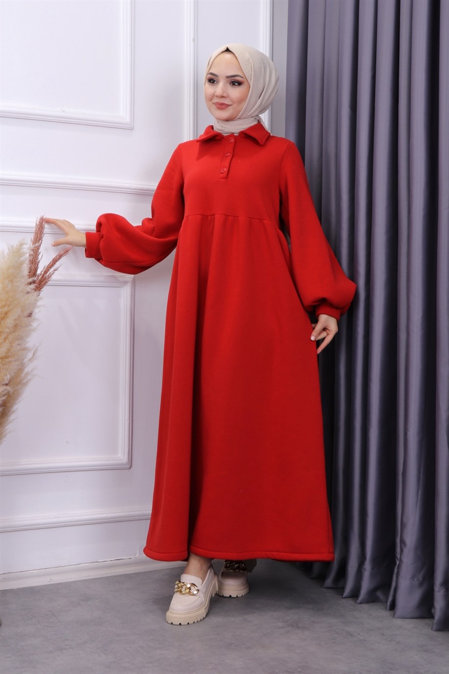 Sweat Elbise Kırmızı