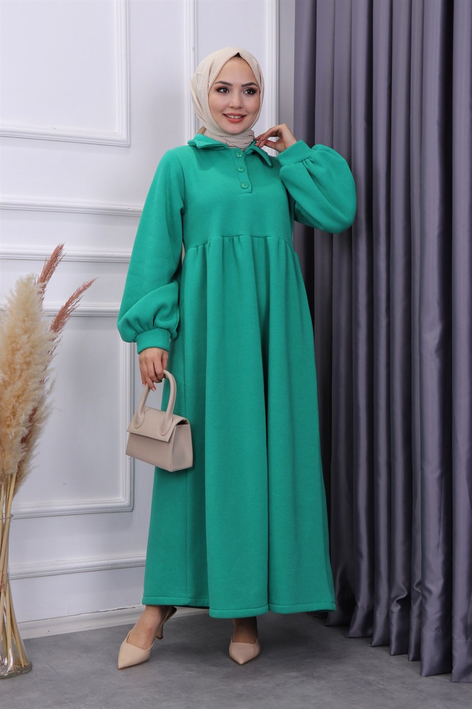 Sweat Elbise Yeşil