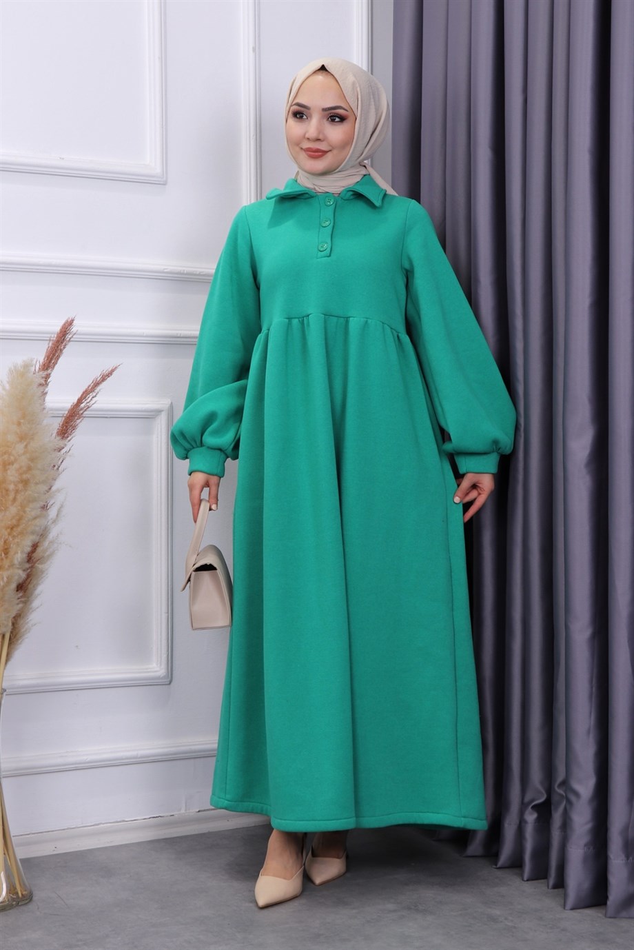 Sweat Elbise Yeşil
