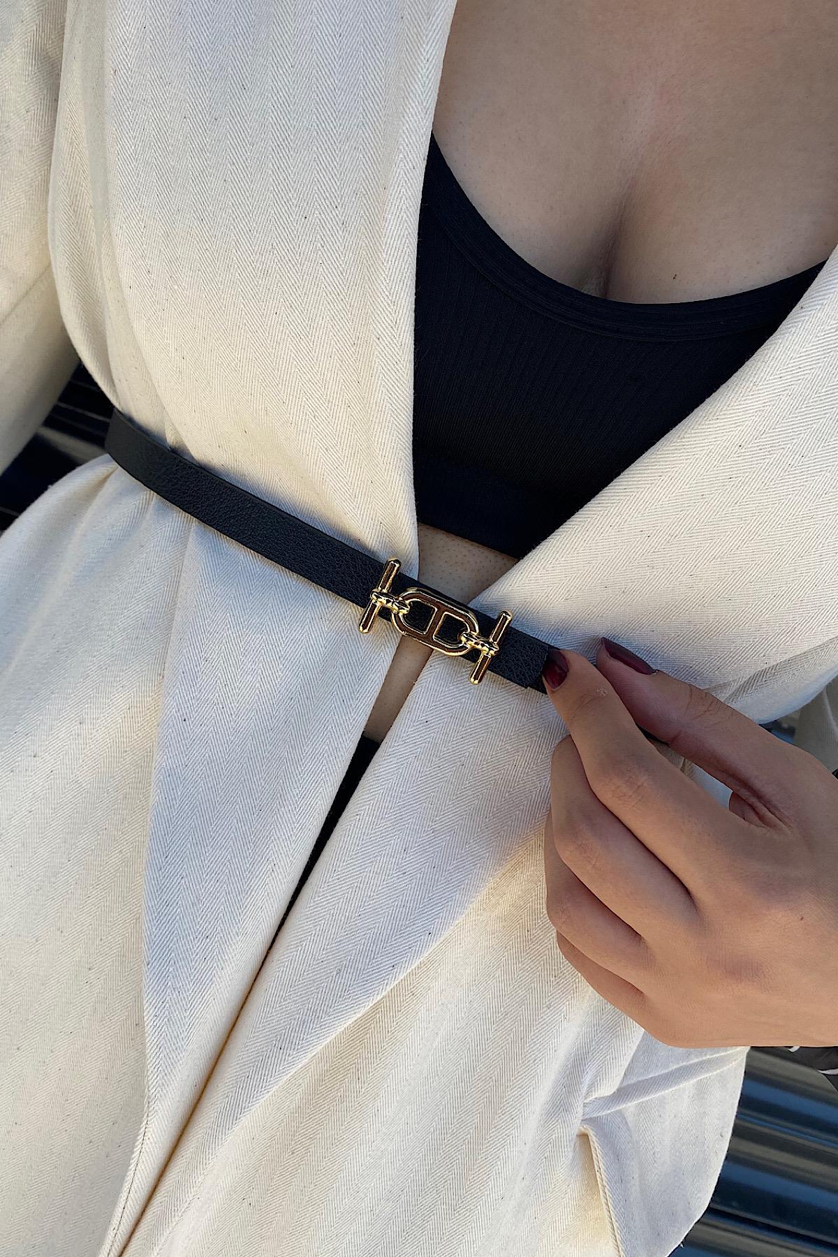 Tasarım Deri Kemer Siyah