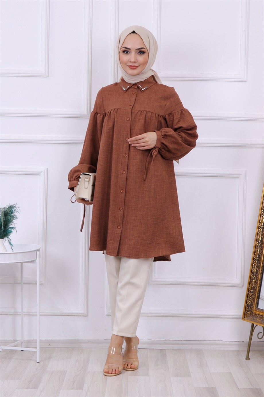 Yakası Taşlı Robalı Tunik 
