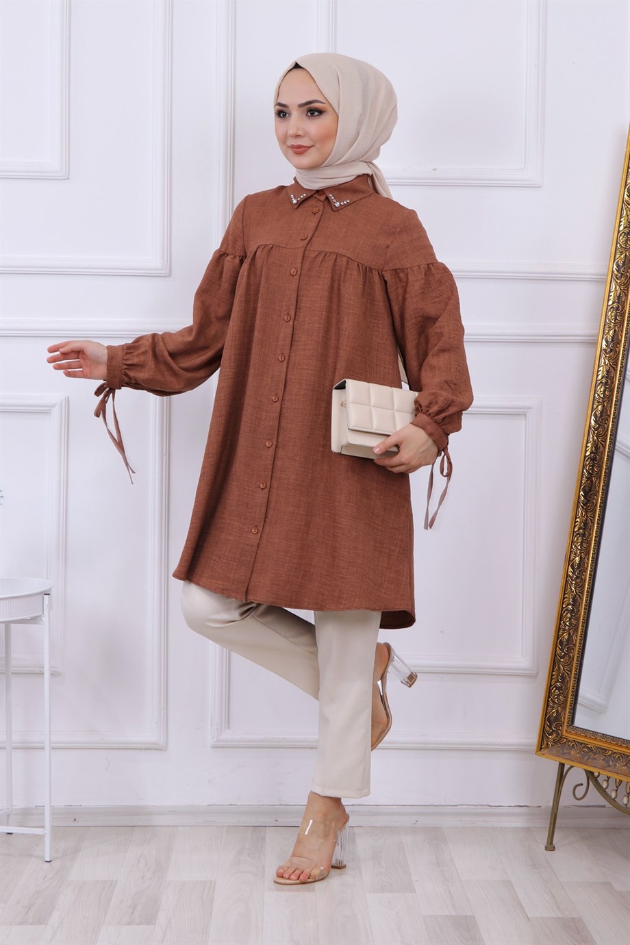 Yakası Taşlı Robalı Tunik 