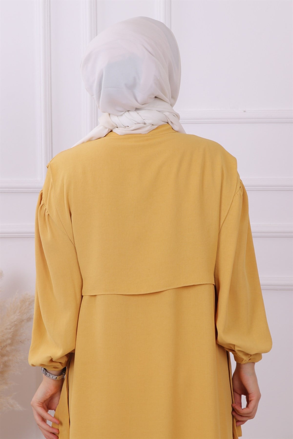Yanları Bağcıklı Tunik Sarı