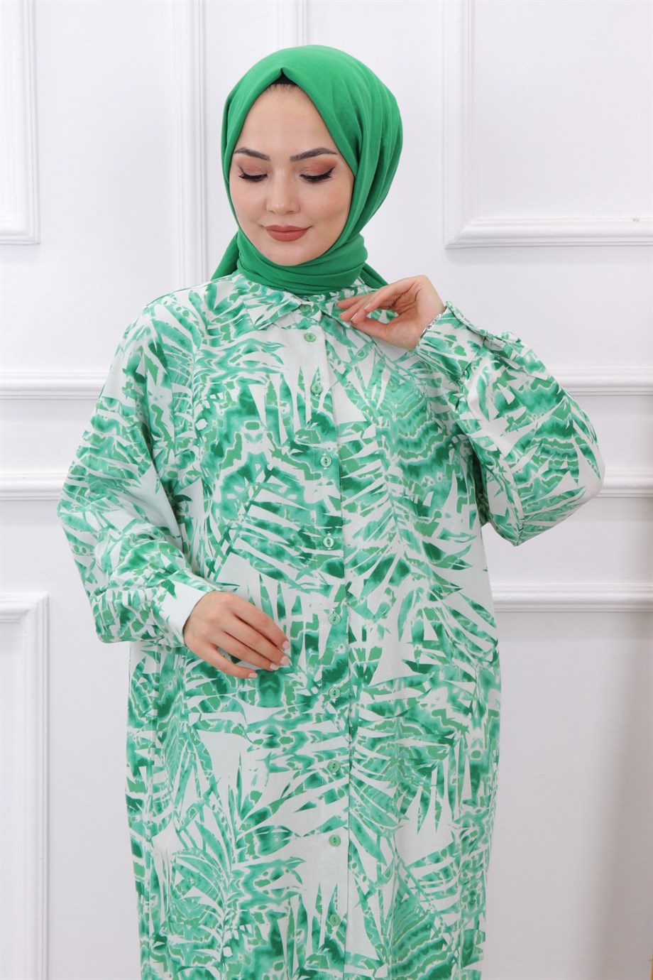 Yaprak Desen Tunik Yeşil