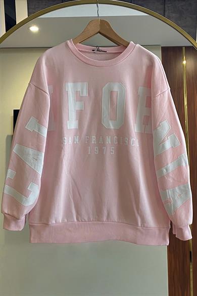  Önü California Yazılı Üç İplik Sweat Toz Pembe 