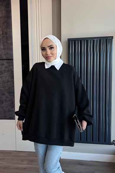 Üç İplik Kumaş Sweat  Siyah