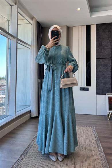 İçi Uzun Kol Seyyar Astarlı İkili Takım - Elbise - Yeşil