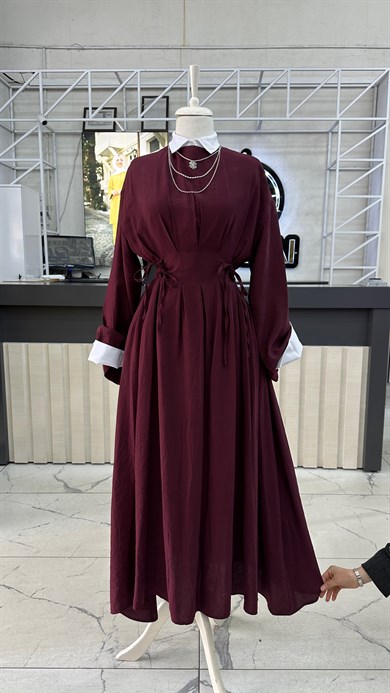 Bağlamalı Elbise Bordo