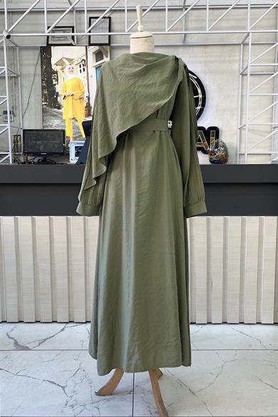 Şal Yaka Elbise Yeşil