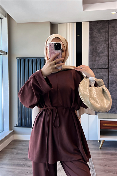 Kolu Katlamalı Modal Takım Kahverengi