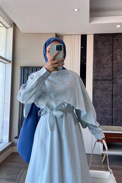 Şal Yaka Elbise Bebe MavisiDubaiShowroomELBİSELER010800-BEBE MAVİSİ