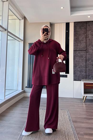 Kapüşonlu Takım Bordo