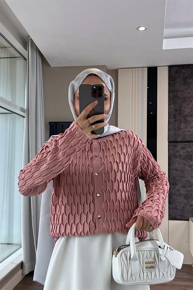 Soğuk İplik Hırka Gül Kurusu