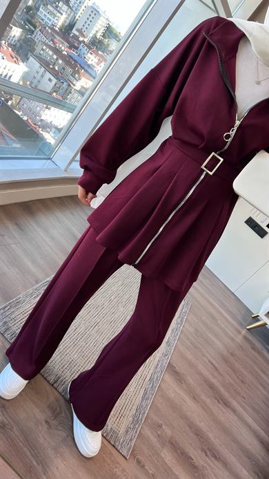 Pantolonlu Takım Bordo