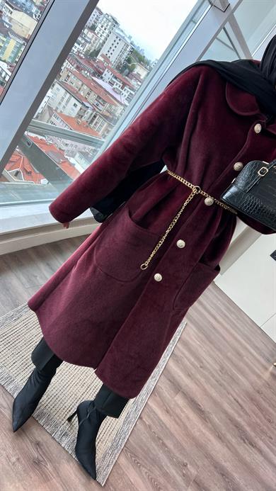 Bebe Yaka Fox Kumaş Kap Bordo