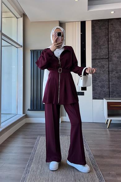 Pantolonlu Takım Bordo