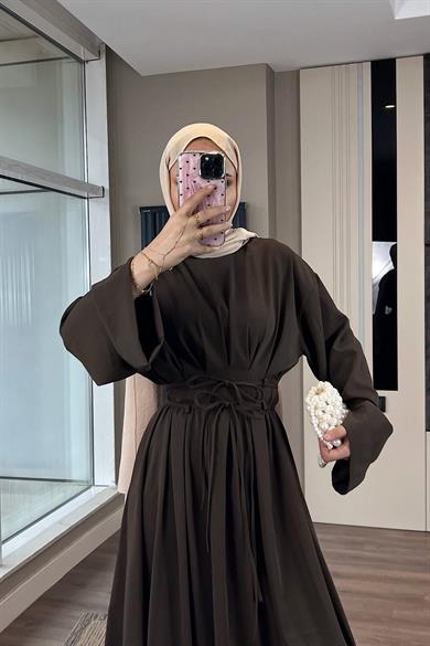 Beli İpli Elbise Kahverengi