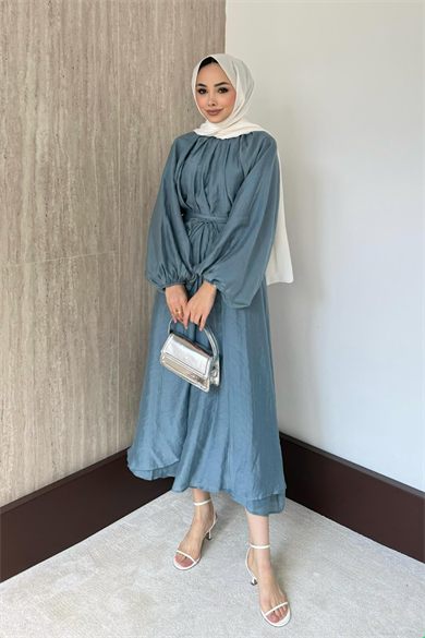 Balon kol Üçlü Etekli Takım PetrolDubaiShowroomTAKIM23831