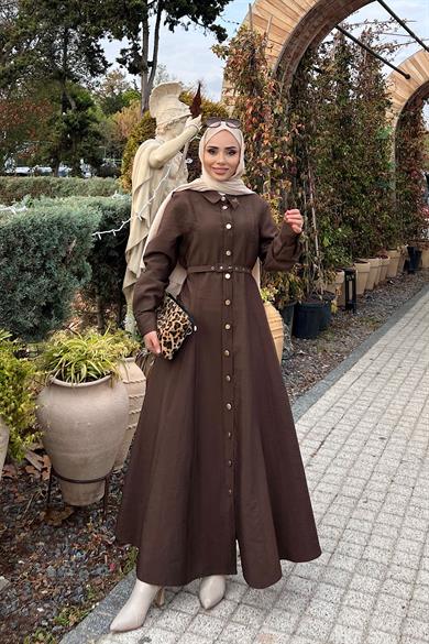 Kemerli Elbise Kahverengi