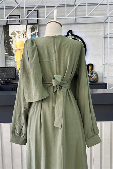 Şal Yaka Elbise Yeşil