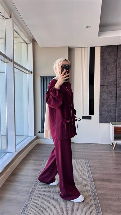 Cep Üstü Fiyonklu Takım Bordo