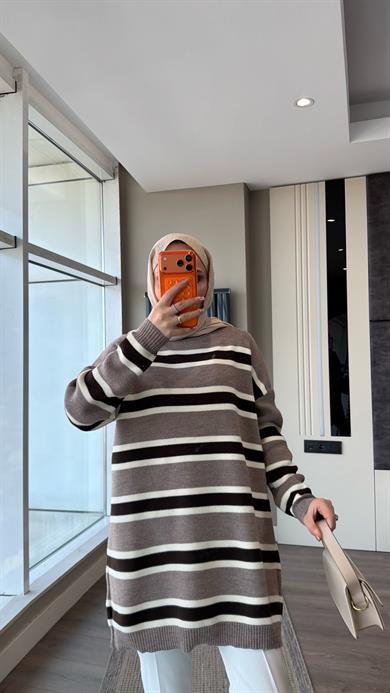 Çizgili Tunik Vizon