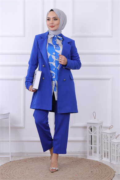 6 Düğme Detaylı Ceket Saks