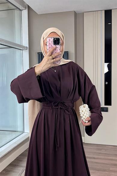Beli İpli Elbise Bordo