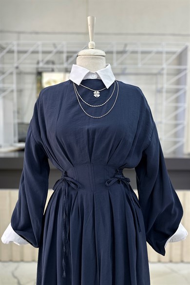 Bağlamalı Elbise Lacivert 