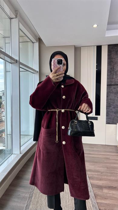 Bebe Yaka Fox Kumaş Kap Bordo