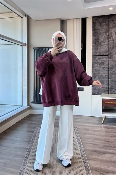 Üç İplik Kumaş Sweat Mürdüm