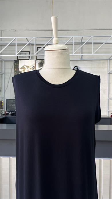 Pamuklu Sıfır Kol İçlik Elbise Siyah-