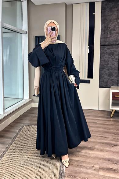 Beli İpli Elbise Lacivert