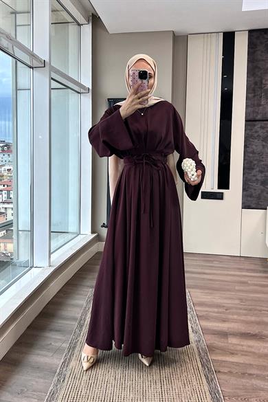 Beli İpli Elbise Bordo