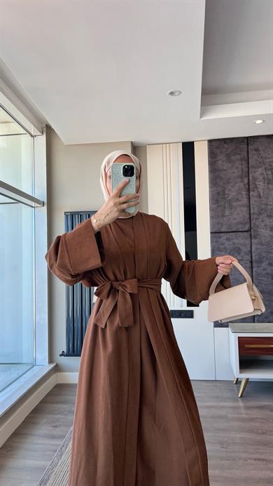 İçi Sıfır Kol İkili Abaya Takım Tarçın