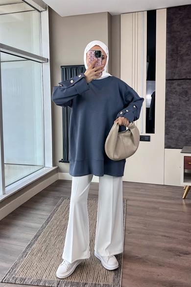 Kolu Düğme Detaylı Sweat