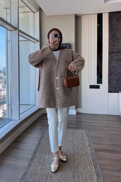 Kruvaze Yaka Buklet Hırka