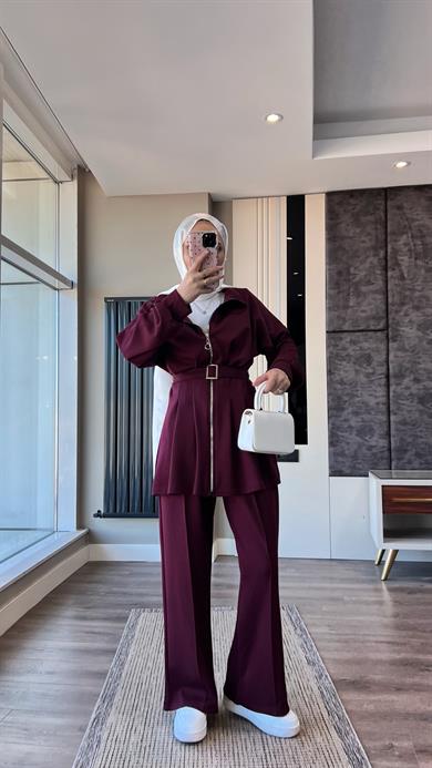 Pantolonlu Takım Bordo