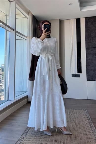 İçi Uzun Kol Seyyar Astarlı İkili Takım Elbise - Beyaz