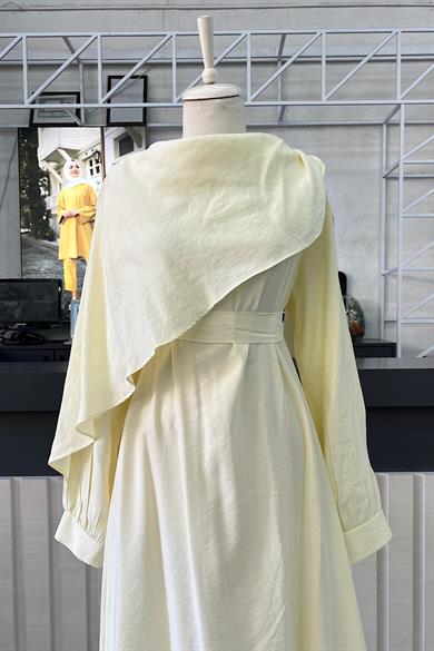 Şal Yaka Elbise Sarı