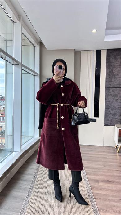 Bebe Yaka Fox Kumaş Kap Bordo