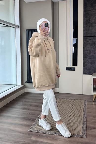 Yakası Çıtçıt Detaylı Sweat 