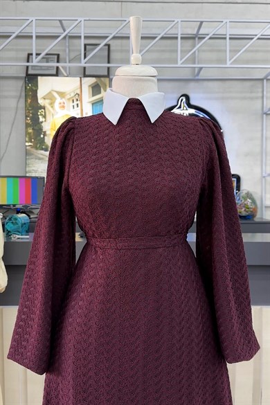Dantel Elbise Bordo