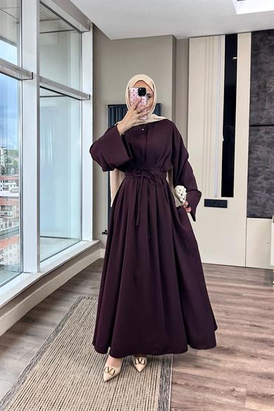 Beli İpli Elbise Bordo