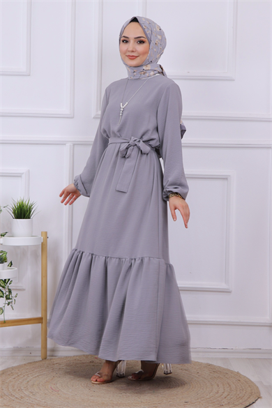 Altı Fırfırlı Aerobin Elbise Gri