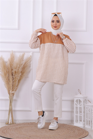 Altı Kareli Tunik Camel