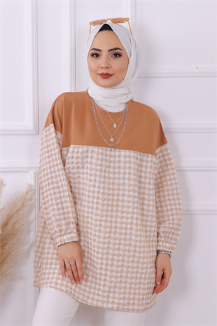 Altı Kareli Tunik Camel