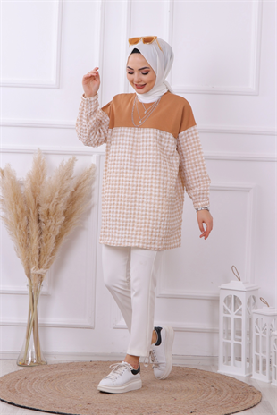 Altı Kareli Tunik Camel